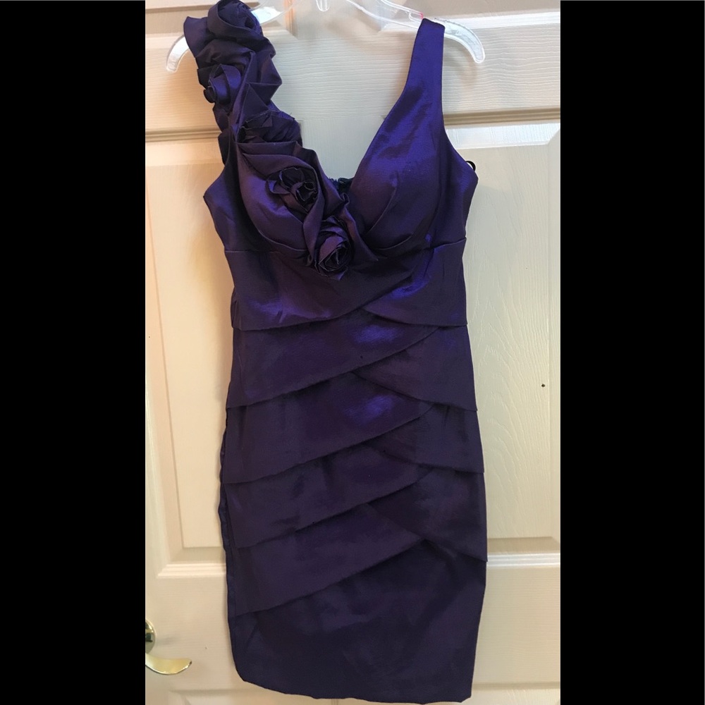 Purple cocktail dress Xscape by Joanna Chen sz 4